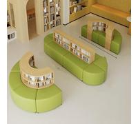 KIBONCY Divano Combinato Con Libreria E Tavolino Portaoggetti, Set Di Sedie A Sdraio Moderne For Librerie A Forma Arco For Mobili For Aree Attesa Reception For Centri Comunitari(H)