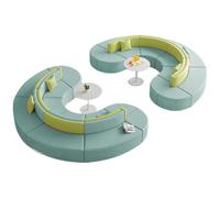 KIBONCY Divano combinato modulare flessibile, divano modulare convertibile a forma di S con struttura in legno massello for area reception, scuola, ospedale e lounge pubblica(2)