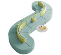 KIBONCY Divano combinato modulare flessibile, divano modulare convertibile a forma di S con struttura in legno massello for area reception, scuola, ospedale e lounge pubblica(7)