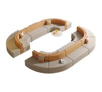KIBONCY Divano componibile curvo modulare, divano modulare trasformabile a forma di S con struttura in legno massello for hall di ufficio, sala d'attesa, biblioteca e spazi commerciali(3)