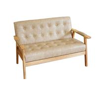 KIBONCY Divano con comodo bracciolo imbottito schienale capitonnè moderno divano a due posti della metà del secolo braccioli in legno da ufficio in pelle for soggiorno camera letto(7)