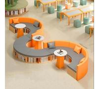 KIBONCY Divano contenitore creativo a forma di arco for ufficio e scuola - Divano libreria modulare for reception for angolo lettura biblioteca e lobby aziendale - Struttura in legno resistente(B)