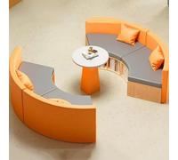 KIBONCY Divano contenitore creativo a forma di arco for ufficio e scuola - Divano libreria modulare for reception for angolo lettura biblioteca e lobby aziendale - Struttura in legno resistente(A)