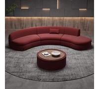 KIBONCY Divano Curvo Color Vino Rosso, Divano Lussuoso E Dalla Forma Unica for La Hall Dell'ufficio Dell'hotel, L'area Di Riposo, Le Aree Di Negoziazione E Reception(C,2.8m)