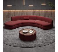 KIBONCY Divano Curvo Color Vino Rosso, Divano Lussuoso E Dalla Forma Unica for La Hall Dell'ufficio Dell'hotel, L'area Di Riposo, Le Aree Di Negoziazione E Reception(D,3.4m)