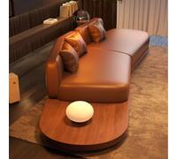 KIBONCY Divano Da Terra Curvo E Irregolare In Legno Massello, Divano Da Reception for L'area Lounge In Una Vecchia Hall Di Un Hotel Color Mogano, Adatto for Salotti Di Piccole Dimensioni(3.4m)