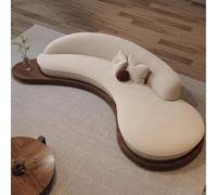 KIBONCY Divano Dalla Forma Curva E Irregolare, Piattaforma Da Pavimento In Legno Massello Con Un Divano In Stile Antico E Sereno, Area Reception for L'area Di Riposo Della Pensione(A,3m)