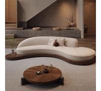 KIBONCY Divano Dalla Forma Curva E Irregolare, Piattaforma Da Pavimento In Legno Massello Con Un Divano In Stile Antico E Sereno, Area Reception for L'area Di Riposo Della Pensione(B,2.4m)