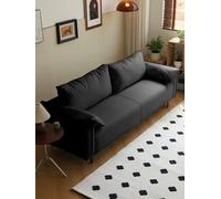 KIBONCY Divano Divano Soggiorno Camera da letto Piccolo spazio Appartamento Dormitorio Tessuto di cotone e lino Pelle resistente ai graffi di gatto(Black,XX-Large)