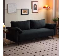 KIBONCY Divano Divano Soggiorno Camera da letto Piccolo spazio Appartamento Dormitorio Tessuto di cotone e lino Pelle resistente ai graffi di gatto(Black,X-Large)