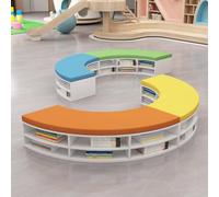 KIBONCY Divano for bambini curvo modulare resistente ai graffi di gatto, panca combinata in spugna ad alto rimbalzo con struttura in legno massello for sala d'attesa prescolare dell'asilo nido(I)