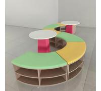 KIBONCY Divano for bambini curvo modulare resistente ai graffi di gatto, panca combinata in spugna ad alto rimbalzo con struttura in legno massello for sala d'attesa prescolare dell'asilo nido(J)