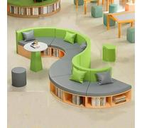 KIBONCY Divano for ingresso da ufficio con portaoggetti integrato - Divano libreria for reception curva a 180° for biblioteca scolastica e area di attesa - Sedute dalla forma unica e creativa(B)