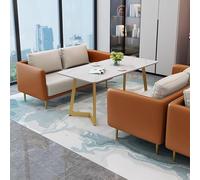 KIBONCY Divano for reception minimalista, divano for cabina con posti a sedere, divano casual e set da tavolo, for sale da tè e caffè(Orange,230 * 128cm)