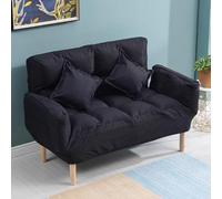 KIBONCY Divano Futon con Schienale Regolabile con Due Cuscini, Divanetti for Piccoli Spazi Divano Letto, Poltrona Letto Pieghevole for Appartamento, Soggiorno, Ufficio(Black,155x60x43cm)