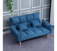 KIBONCY Divano Futon con Schienale Regolabile con Due Cuscini, Divanetti for Piccoli Spazi Divano Letto, Poltrona Letto Pieghevole for Appartamento, Soggiorno, Ufficio(Dark Blue,100x45x18cm)
