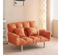 KIBONCY Divano Futon con Schienale Regolabile con Due Cuscini, Divanetti for Piccoli Spazi Divano Letto, Poltrona Letto Pieghevole for Appartamento, Soggiorno, Ufficio(Orange,115x55x28)