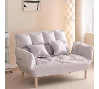 KIBONCY Divano Futon con Schienale Regolabile con Due Cuscini, Divanetti for Piccoli Spazi Divano Letto, Poltrona Letto Pieghevole for Appartamento, Soggiorno, Ufficio(White,125x55x38)