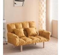 KIBONCY Divano Futon con Schienale Regolabile con Due Cuscini, Divanetti for Piccoli Spazi Divano Letto, Poltrona Letto Pieghevole for Appartamento, Soggiorno, Ufficio(Yellow,125x55x38)