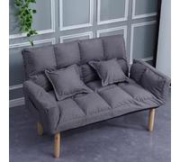 KIBONCY Divano Futon con Schienale Regolabile con Due Cuscini, Divanetti for Piccoli Spazi Divano Letto, Poltrona Letto Pieghevole for Appartamento, Soggiorno, Ufficio(Gray,125x55x30cm)