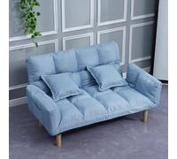 KIBONCY Divano Futon con Schienale Regolabile con Due Cuscini, Divanetti for Piccoli Spazi Divano Letto, Poltrona Letto Pieghevole for Appartamento, Soggiorno, Ufficio(Light Blue,125x55x30cm)