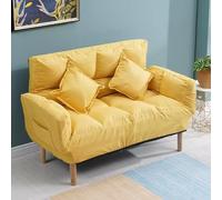 KIBONCY Divano Futon con Schienale Regolabile con Due Cuscini, Divanetti for Piccoli Spazi Divano Letto, Poltrona Letto Pieghevole for Appartamento, Soggiorno, Ufficio(Yellow,100x45x28cm)