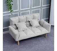 KIBONCY Divano Futon con Schienale Regolabile con Due Cuscini, Divanetti for Piccoli Spazi Divano Letto, Poltrona Letto Pieghevole for Appartamento, Soggiorno, Ufficio(Off-white,138x55x30cm)