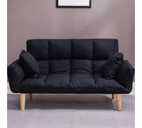 KIBONCY Divano Futon con Schienale Regolabile con Due Cuscini, Divanetti for Piccoli Spazi Divano Letto, Poltrona Letto Pieghevole for Appartamento, Soggiorno, Ufficio(Black,116x55x30cm)