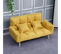 KIBONCY Divano Futon con Schienale Regolabile con Due Cuscini, Divanetti for Piccoli Spazi Divano Letto, Poltrona Letto Pieghevole for Appartamento, Soggiorno, Ufficio(Yellow,138x55x30cm)