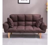 KIBONCY Divano Futon con Schienale Regolabile con Due Cuscini, Divanetti for Piccoli Spazi Divano Letto, Poltrona Letto Pieghevole for Appartamento, Soggiorno, Ufficio(Brown,138x55x30cm)