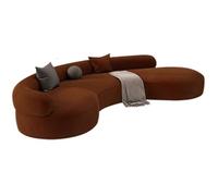 KIBONCY Divano marrone dalla forma speciale dalla forma curva, divano for la reception e la riunione della reception della hall dell'ufficio dell'hotel(A,3.6m)