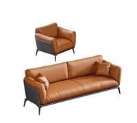 KIBONCY Divano moderno for reception aziendale, divano imbottito in pelle arancione, set di comodi divani lounge, for soggiorni, uffici e aree riunioni(D)