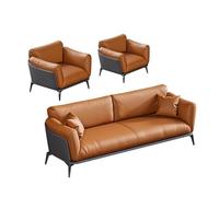 KIBONCY Divano moderno for reception aziendale, divano imbottito in pelle arancione, set di comodi divani lounge, for soggiorni, uffici e aree riunioni(E)