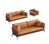 KIBONCY Divano moderno for reception aziendale, divano imbottito in pelle arancione, set di comodi divani lounge, for soggiorni, uffici e aree riunioni(F)