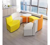 KIBONCY Divano Modulare For Reception, Panca Componibile Curva Colorata Con Tavolini Laterali, Mobili Commerciali For Sala D'attesa For Ufficio, Biblioteca E Spazio Pubblico(F)