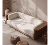 KIBONCY Divano verticale, divano con piattaforma in legno massello da piccolo soggiorno, area reception dell'area relax in stile Zen antico di colore rustico(1.8m)