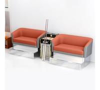 KIBONCY Dual 2-Seat Billiard Spectator Sofa Set, Waterproof PU Pool Table Viewing Chairs with Marble Storage Cabinet Stainless Steel Footrest for Hall(C)