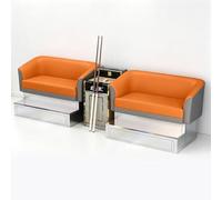KIBONCY Dual 2-Seat Billiard Spectator Sofa Set, Waterproof PU Pool Table Viewing Chairs with Marble Storage Cabinet Stainless Steel Footrest for Hall(A)