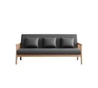 KIBONCY Durable Microfiber Leather 3-Seater Sofa,Mid-Century Modern, Solid Wood Frame Couch with Lumbar Pillows(E,62cm)