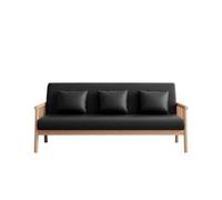 KIBONCY Durable Microfiber Leather 3-Seater Sofa,Mid-Century Modern, Solid Wood Frame Couch with Lumbar Pillows(D,180cm)