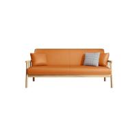 KIBONCY Durable Microfiber Leather 3-Seater Sofa,Mid-Century Modern, Solid Wood Frame Couch with Lumbar Pillows(C,180cm)