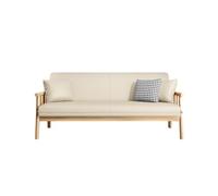 KIBONCY Durable Microfiber Leather 3-Seater Sofa,Mid-Century Modern, Solid Wood Frame Couch with Lumbar Pillows(B,122cm)