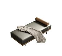 KIBONCY Faux Leather Chaise Lounge, Entryway Shoe Bench - Window Seat with Detachable Bolster Pillow, Easy Assembly, Ideal for Small Spaces(A,160x45x42cm)