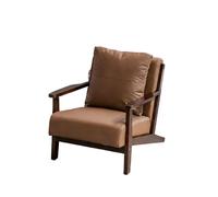 KIBONCY Faux Leather Solid Wood Frame Accent Chair Mid-Century Modern,Upholstered Reading Arm with Cushion for Living Room Bedroom(2)
