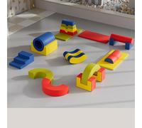 KIBONCY Foam Climbing Blocks for Toddlers with Ramp & Stairs Soft PU Leather Toddler Toys for Crawling & Sliding, Easy to Clean Play Gym(D)