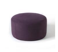 KIBONCY Footstool Fabric Sofa Stool Round Performance Velvet Upholstered Ottoman Pouf, Foot,for Living Room & Bedroom(E,80cm)