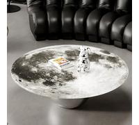 KIBONCY Glass Coffee Table, Round Light Luxury Tempered with Metallic Sphere Base, Compact Small Space Living Room Decor for Modern Home(1m)