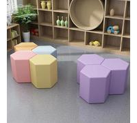 KIBONCY Hexagon Modular Stool Set,Multi-Purpose Footstool for Living Room, for Playroom, Classroom & Office Collaborative Space(A,30cm*30cm)