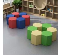 KIBONCY Hexagon Modular Stool Set,Multi-Purpose Footstool for Living Room, for Playroom, Classroom & Office Collaborative Space(C,30cm*30cm)