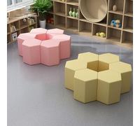 KIBONCY Hexagon Modular Stool Set,Multi-Purpose Footstool for Living Room, for Playroom, Classroom & Office Collaborative Space(B,35cm*30cm)